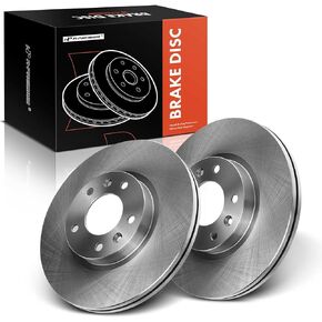 A-Premium 11.77 inch (299mm) Front Drilled and Slotted Disc Brake Rotors Compatible with Select Ford, Lincoln, Mazda and Mercury Models - Fusion 2006-2012, 6 2006-2013, MKZ, Zephyr, Milan, 2-PC Set