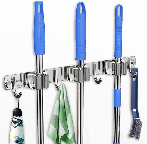 3M Broom Holder Wall Mount Self Adhesive 3-pack Wall Broom Holder Wall Mount Heavy Duty, Broom Hanger Wall Mount, Broom Mop Holder Wall Mounted, Broom Organizer Wall Mount, Mop Holder Wall Mount in Saudi Arabia