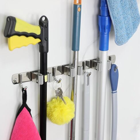 3M Broom Holder Wall Mount Self Adhesive 3-pack Wall Broom Holder Wall Mount Heavy Duty, Broom Hanger Wall Mount, Broom Mop Holder Wall Mounted, Broom Organizer Wall Mount, Mop Holder Wall Mount in Saudi Arabia