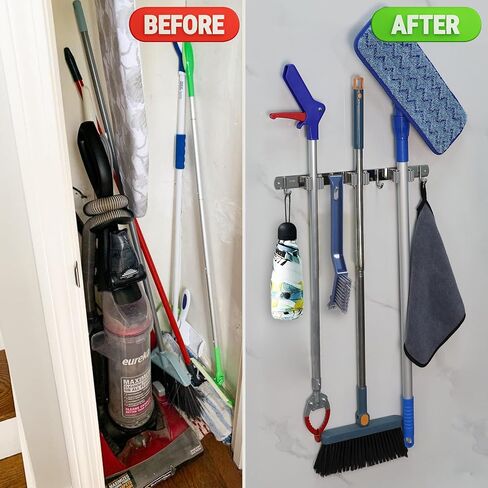 3M Broom Holder Wall Mount Self Adhesive 3-pack Wall Broom Holder Wall Mount Heavy Duty, Broom Hanger Wall Mount, Broom Mop Holder Wall Mounted, Broom Organizer Wall Mount, Mop Holder Wall Mount in Saudi Arabia