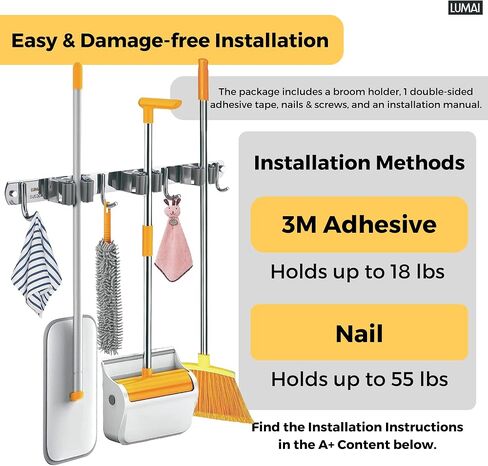 3M Broom Holder Wall Mount Self Adhesive 3-pack Wall Broom Holder Wall Mount Heavy Duty, Broom Hanger Wall Mount, Broom Mop Holder Wall Mounted, Broom Organizer Wall Mount, Mop Holder Wall Mount in Saudi Arabia