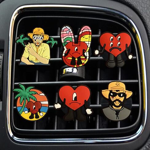 مقاطع تنفيس الهواء الأرنب السيئ، 6 قطع لطيف الأرنب الهيب هوب معطرات الهواء تنفيس كليب مضحك سيارة تكييف الهواء منفذ كليب سيارة الديكور ديكور السيارة الداخلي اكسسوارات السيارات للنساء الرجال in Kuwait