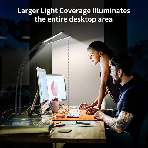 مصباح مكتب iZELL LED للمكتب المنزلي مع مشبك [77 مصباح LED و3 أوضاع ألوان و10 مستويات سطوع] أضواء كتب مرنة على شكل رقبة معقوفة، سهلة التركيب على لوح القراءة الأمامي in Kuwait