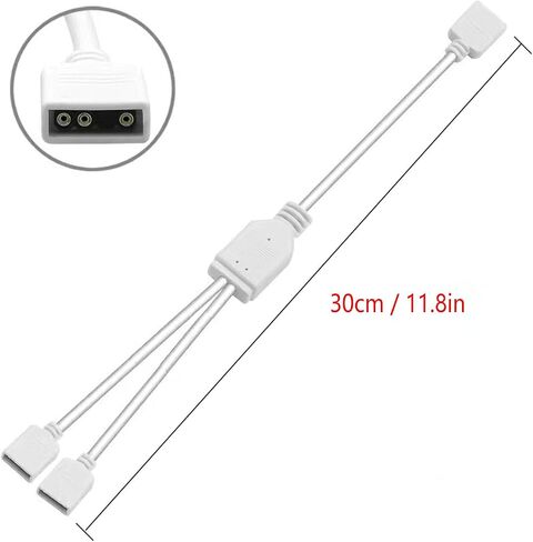 2-Pack 1-to-1 ARGB Extension Cable, White 5V 3-Pin Female to Female ARGB Addressable RGB Adapter Cable, ARGB LED Sync Cable for Extend PC Computer ARGB Fans Or ARGB LED Lights, 11.8 Inches in Kuwait