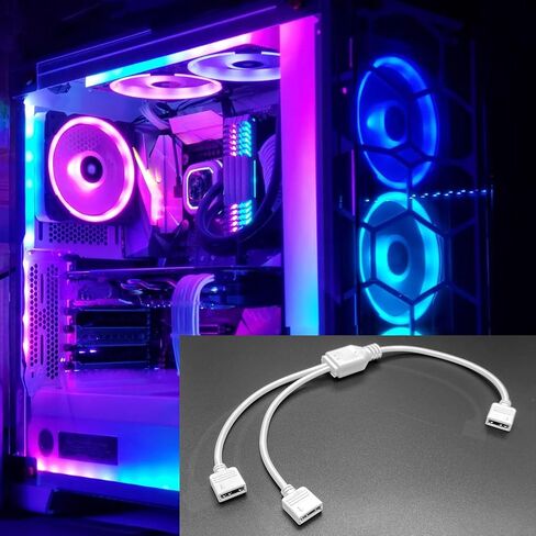 2-Pack 1-to-1 ARGB Extension Cable, White 5V 3-Pin Female to Female ARGB Addressable RGB Adapter Cable, ARGB LED Sync Cable for Extend PC Computer ARGB Fans Or ARGB LED Lights, 11.8 Inches in Kuwait