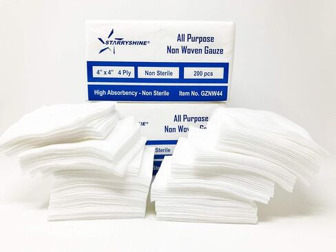 400 PCS (2 BX) 4"X4" Non-Woven 4-Ply Dental Medical Gauze Pad, Non-Sterile All Purpose Gauze Sponges, 4-Ply Cotton Filled Sponges Provide Maximum Absorption in Saudi Arabia