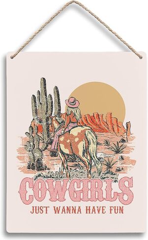 FUGWN Cowgirls Just Wanna Have Fun Cowgirl Wooden Signs 8x10, Western Wall Decor, Cowgirl Room Decor, Pink Western Decor, Western Room Decor, Preppy Wall Decor, Cowgirl Gifts in Saudi Arabia