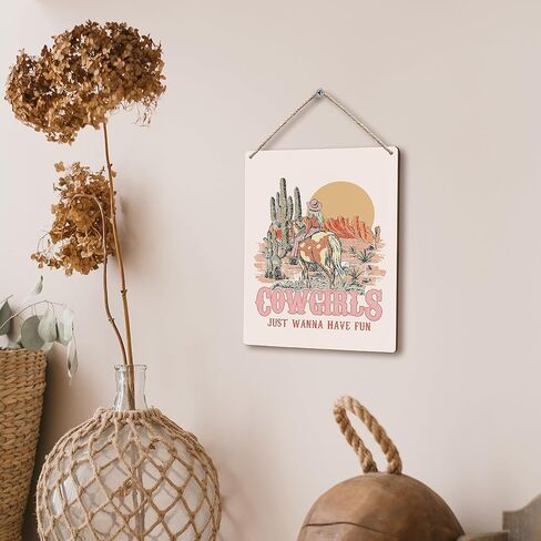 FUGWN Cowgirls Just Wanna Have Fun Cowgirl Wooden Signs 8x10, Western Wall Decor, Cowgirl Room Decor, Pink Western Decor, Western Room Decor, Preppy Wall Decor, Cowgirl Gifts in Saudi Arabia