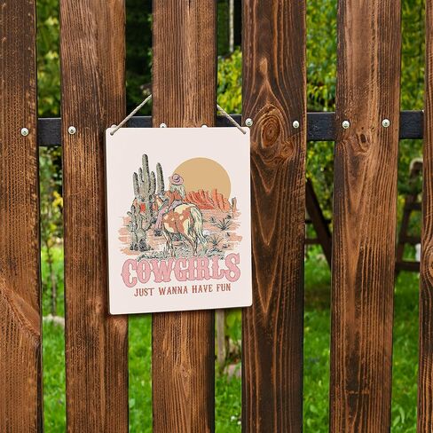FUGWN Cowgirls Just Wanna Have Fun Cowgirl Wooden Signs 8x10, Western Wall Decor, Cowgirl Room Decor, Pink Western Decor, Western Room Decor, Preppy Wall Decor, Cowgirl Gifts in Saudi Arabia