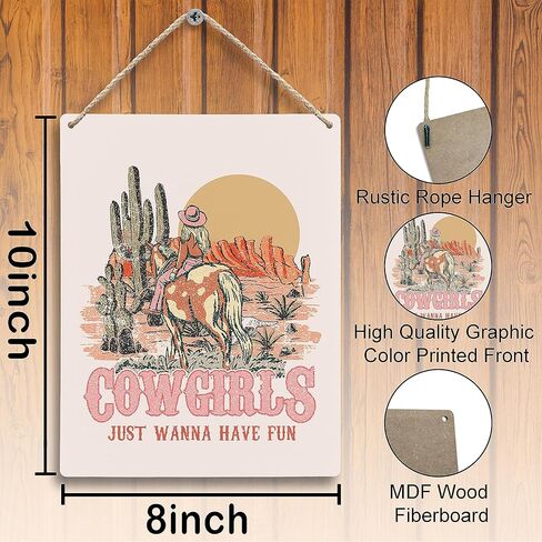 FUGWN Cowgirls Just Wanna Have Fun Cowgirl Wooden Signs 8x10, Western Wall Decor, Cowgirl Room Decor, Pink Western Decor, Western Room Decor, Preppy Wall Decor, Cowgirl Gifts in Saudi Arabia