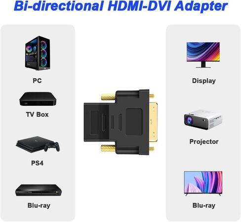 محول HDMI إلى DVI مطلي بالذهب، ذكر DVI ثنائي الاتجاه (24 + 1) إلى محول HDMI أنثى لجهاز العرض، HDTV، الكمبيوتر الشخصي، التلفزيون، لجهاز PS3، لجهاز PS4 (4 حزم) in Saudi Arabia