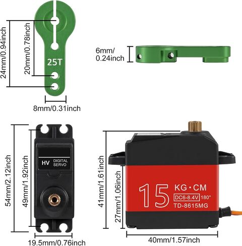 20KG RC Servo Waterproof High Torque Metal Gear Servo Motors Steering Servo Control Angle 180° for RC DIY Car Robot Digital Servo with 20T Servo Metal Servo Arm in Saudi Arabia