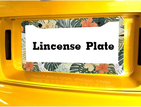 Beabes Hawaiian License Plate Frame Retro Tropical Car Frames, License Plates Holder， Leaves Hibiscus Flowers License Plate Cover Aluminum Metal Frames for Women Men Auto Decoration in Saudi Arabia