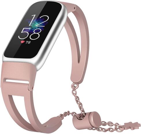 عصابات FitTurn Bling متوافقة مع حزام معصم معدني Fitbit Luxe مع الماس للنساء والفتيات من الفولاذ المقاوم للصدأ غير اللامع لسوار زينة لتتبع اللياقة البدنية الفاخر in Saudi Arabia
