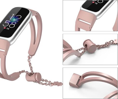 عصابات FitTurn Bling متوافقة مع حزام معصم معدني Fitbit Luxe مع الماس للنساء والفتيات من الفولاذ المقاوم للصدأ غير اللامع لسوار زينة لتتبع اللياقة البدنية الفاخر in Saudi Arabia