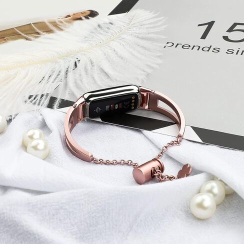 عصابات FitTurn Bling متوافقة مع حزام معصم معدني Fitbit Luxe مع الماس للنساء والفتيات من الفولاذ المقاوم للصدأ غير اللامع لسوار زينة لتتبع اللياقة البدنية الفاخر in Saudi Arabia