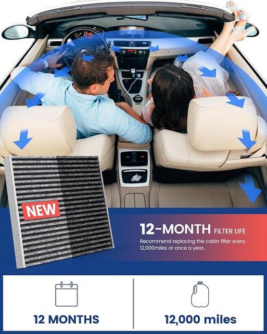 فلتر هواء المقصورة مع الكربون المنشط وصودا الخبز، بديل لـ CP285، CF10285، تويوتا، ليكسوس، سيون in Kuwait