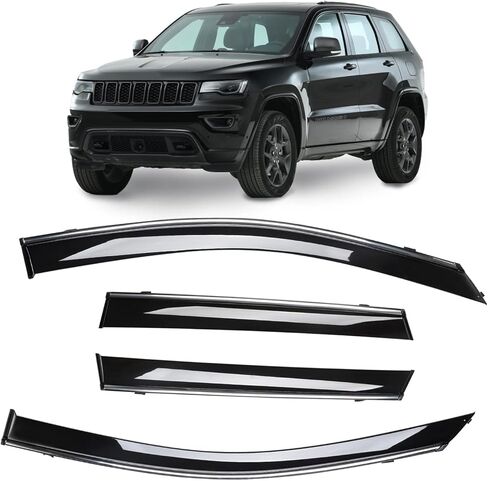 4-Pcs Tape-on Side Window Window Visor Deflectors Rain Guards for Jeep Cherokee 2014-2023 Smoke Tinted Vent Deflector, Window Visor,94981 in Saudi Arabia