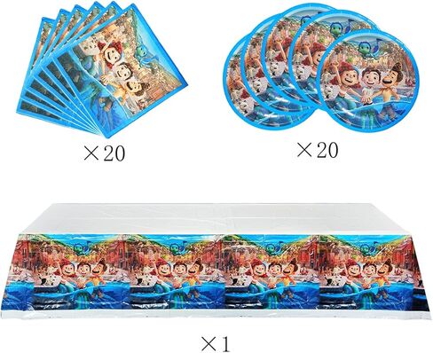 Luca Birthday Party Supplies, 20 Luca Plates, 20 Napkins and 1 Tablecloth, Luca Themed Birthday Party Decoration in Saudi Arabia