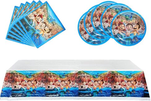 Luca Birthday Party Supplies, 20 Luca Plates, 20 Napkins and 1 Tablecloth, Luca Themed Birthday Party Decoration in Saudi Arabia