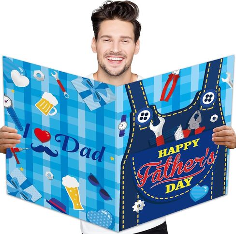 Happy Father's Day Card Jumbo Fathers Day Card with Envelope Big Fathers Day Card for Dad from Son or Daughter fathers day Express Your Love Signature Card greeting card Giant Shaped Jumbo Card Large 14 x 21.26 inch in Saudi Arabia
