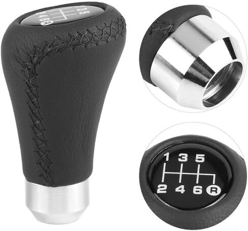 Car Gear Shift Knob ,Universal Car Vehicle 6 Speed Gear Shift Knob PU Shifter Stick with 3 Hoses(Black) in Saudi Arabia