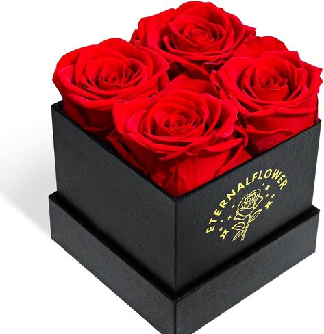 Forever Roses in a Box. Preserved Flower Rose Gifts for Mom, Women, Love, Wife, Girlfriend, Grandma. Eternal Roses Gift Box on Mother's Day, Birthday, Valentines, Anniversary. (4 Blue Roses) in Saudi Arabia