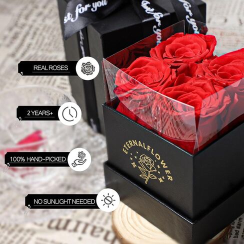 Forever Roses in a Box. Preserved Flower Rose Gifts for Mom, Women, Love, Wife, Girlfriend, Grandma. Eternal Roses Gift Box on Mother's Day, Birthday, Valentines, Anniversary. (4 Blue Roses) in Saudi Arabia