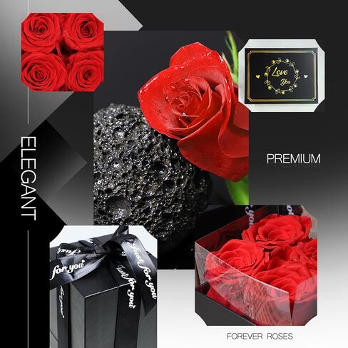 Forever Roses in a Box. Preserved Flower Rose Gifts for Mom, Women, Love, Wife, Girlfriend, Grandma. Eternal Roses Gift Box on Mother's Day, Birthday, Valentines, Anniversary. (4 Blue Roses) in Saudi Arabia