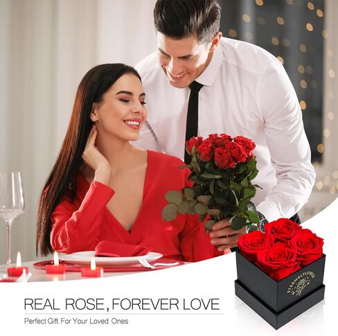 Forever Roses in a Box. Preserved Flower Rose Gifts for Mom, Women, Love, Wife, Girlfriend, Grandma. Eternal Roses Gift Box on Mother's Day, Birthday, Valentines, Anniversary. (4 Blue Roses) in Saudi Arabia