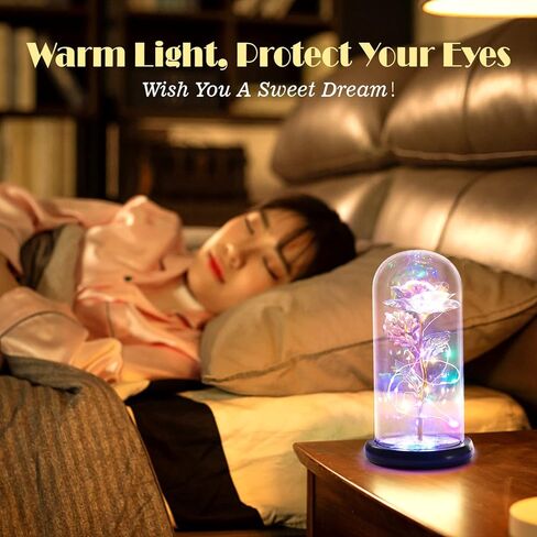 للأم، هدايا عيد ميلاد للنساء لها، هدايا وردة عيد الأم من الابنة، هدية زهرة الورد الاصطناعية الملونة باللون الأحمر في قبة زجاجية للزوجة، الصديقة، الابنة، الجدة in Kuwait