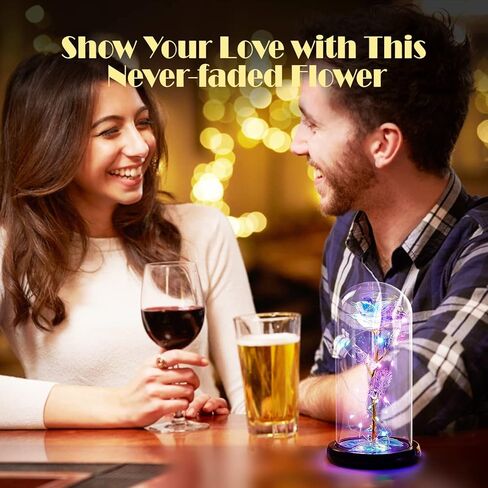 للأم، هدايا عيد ميلاد للنساء لها، هدايا وردة عيد الأم من الابنة، هدية زهرة الورد الاصطناعية الملونة باللون الأحمر في قبة زجاجية للزوجة، الصديقة، الابنة، الجدة in Kuwait