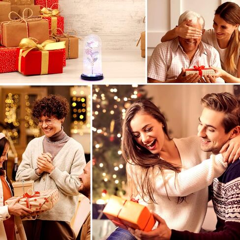 للأم، هدايا عيد ميلاد للنساء لها، هدايا وردة عيد الأم من الابنة، هدية زهرة الورد الاصطناعية الملونة باللون الأحمر في قبة زجاجية للزوجة، الصديقة، الابنة، الجدة in Kuwait