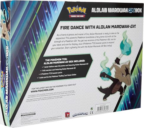 بطاقات البوكيمون TCG: صندوق Alolan Marowak-Gx + 4 عبوات معززة + بطاقة ترويجية من رقائق معدنية + بطاقة من رقائق معدنية كبيرة الحجم in Saudi Arabia