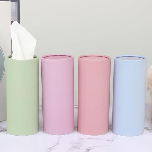 علبة مناديل سيارة دائرية مكونة من 8 عبوات، حامل مناديل السيارة مع مجموعة مناديل الوجه، حامل مناسب لحامل أكواب السيارة، صندوق مناديل صغير للاستخدام المنزلي، مناسب للسيارة والحمام والمكتب in Kuwait