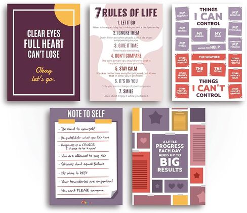 Sproutbrite - اقتباسات ملهمة هدايا ديكور الحائط للنساء والرجال - ملصقات لمعلمي المدارس الثانوية البالغين، ملصقات تحفيزية مخطط للتوعية بالصحة العقلية للمكتب المنزلي وغرفة النوم وغرفة المعيشة in Kuwait