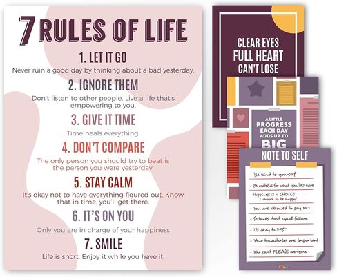 Sproutbrite - اقتباسات ملهمة هدايا ديكور الحائط للنساء والرجال - ملصقات لمعلمي المدارس الثانوية البالغين، ملصقات تحفيزية مخطط للتوعية بالصحة العقلية للمكتب المنزلي وغرفة النوم وغرفة المعيشة in Kuwait