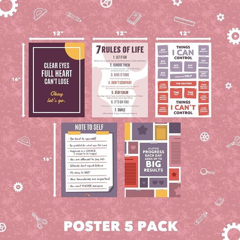 Sproutbrite - اقتباسات ملهمة هدايا ديكور الحائط للنساء والرجال - ملصقات لمعلمي المدارس الثانوية البالغين، ملصقات تحفيزية مخطط للتوعية بالصحة العقلية للمكتب المنزلي وغرفة النوم وغرفة المعيشة in Kuwait