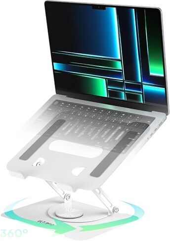 ULT-WIIQ Adjustable Laptop Stand for Desk Swivel Laptop Stand with 360 Rotating Base Ergonomic Foldable Aluminum Metal Portable Laptop Table Stand for MacBook Dell HP Lenovo 11-17.3 inch Black in Saudi Arabia