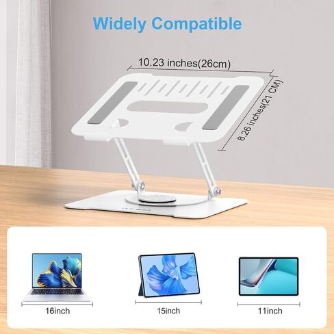 ULT-WIIQ Adjustable Laptop Stand for Desk Swivel Laptop Stand with 360 Rotating Base Ergonomic Foldable Aluminum Metal Portable Laptop Table Stand for MacBook Dell HP Lenovo 11-17.3 inch Black in Saudi Arabia