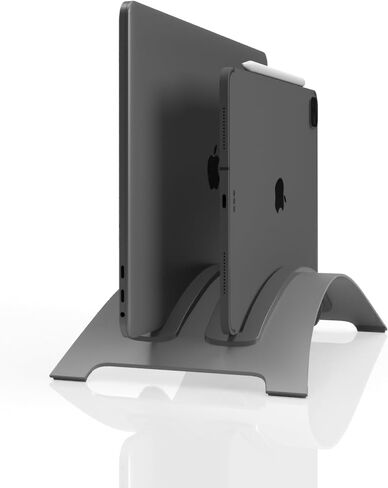 | حامل DualBridgeStand لجهاز MacBook وiPad | حامل مكتب كمبيوتر محمول عمودي من الألومنيوم (فضي) in Kuwait