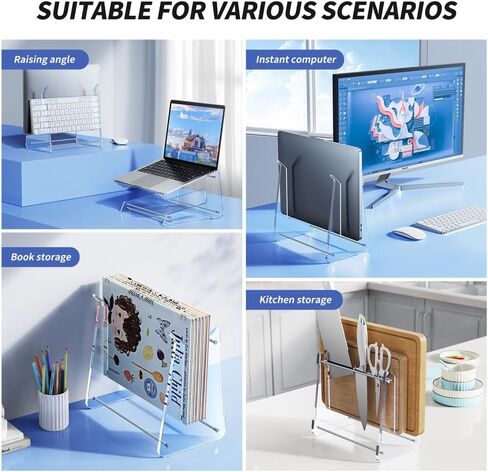 حامل كمبيوتر محمول أكريليك، حامل كمبيوتر محمول مريح، حامل كمبيوتر لحامل الكمبيوتر المحمول متوافق مع MacBook Air Pro/Dell XPS/Surface pro/HP، حامل كمبيوتر محمول عمودي شفاف للمكتب (شفاف) in Kuwait