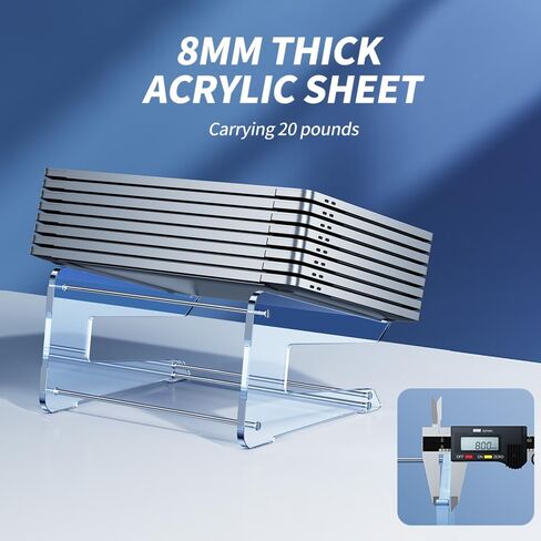 حامل كمبيوتر محمول أكريليك، حامل كمبيوتر محمول مريح، حامل كمبيوتر لحامل الكمبيوتر المحمول متوافق مع MacBook Air Pro/Dell XPS/Surface pro/HP، حامل كمبيوتر محمول عمودي شفاف للمكتب (شفاف) in Kuwait