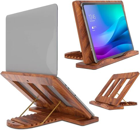 حامل كمبيوتر محمول رأسي لجهاز MackBook Dell HP I بفتحات قاعدة مزدوجة | خالي من البلاستيك| (خشب الورد الهندي) in Kuwait