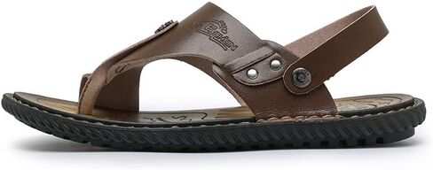 Mens Casual Outdoor Sandals Flip Flops Thong Leather Slip On Two uses Toe Ring Beach Shoes in Saudi Arabia
