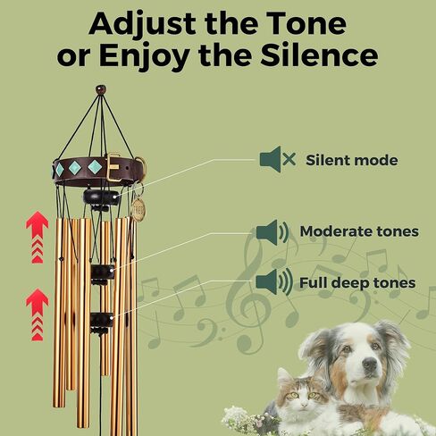 Pet Memorial Wind Chimes Metal Collar for Dogs & Cats, 28" Dog Memorial Wind Chime, Dog Sympathy Gifts, Personalized Dog Memorial Gifts, Pet Loss Gifts, Dog Wind Chimes Memorial (Gold/Mint) in Saudi Arabia