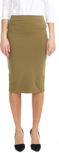 ESTEEZ تنورة نسائية ضيقة بطول الركبة خفيفة الوزن EX81169 أخضر عسكري - L in Kuwait