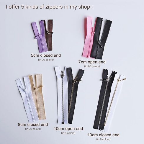 8cm/3.1" Tiny Multi Color Zippers, Micro Mini Zippers, Doll Clothes Zippers, Perfect for Doll Sewing Clothes Projects (5PCS) in Saudi Arabia