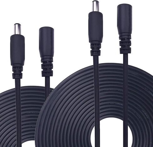 12V DC Extension Cord,LONNKY 5.5mm x 2.1mm Male to Female DC Power Extension Cable, Extension Cord for Security Camera, Length up to 33FT/10M,2-Pack,Black in Saudi Arabia