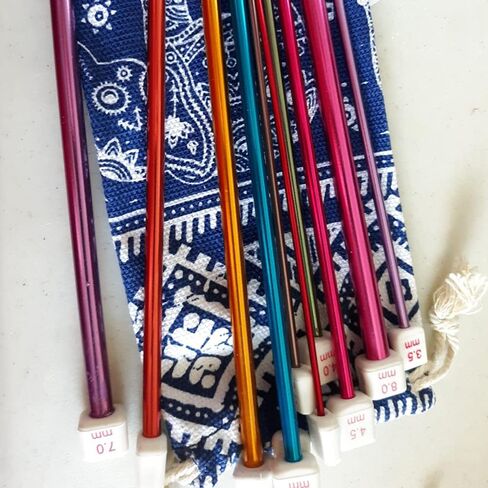 مجموعة خطافات كروشيه تونسية 23 قطعة مع 12 قطعة خطافات كروشيه من الخيزران 3-10 ملم و11 قطعة 2-8 ملم مجموعة إبر الحياكة المصنوعة من الألومنيوم الأفغاني مثالية للمشروعات الكبيرة in Kuwait